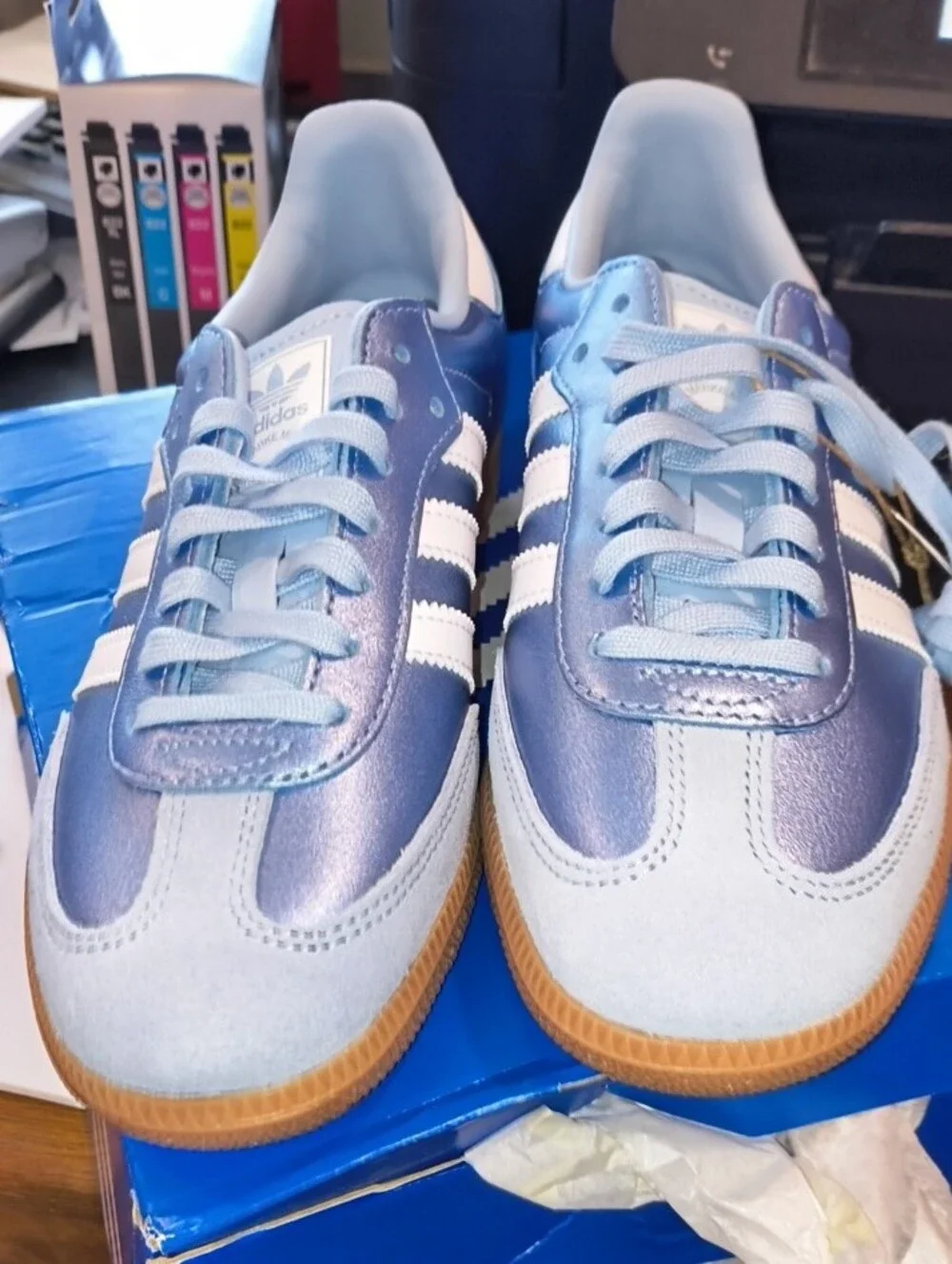 adidas Originals Samba OG - Clear Sky Metallic Blue / Cloud White NWT